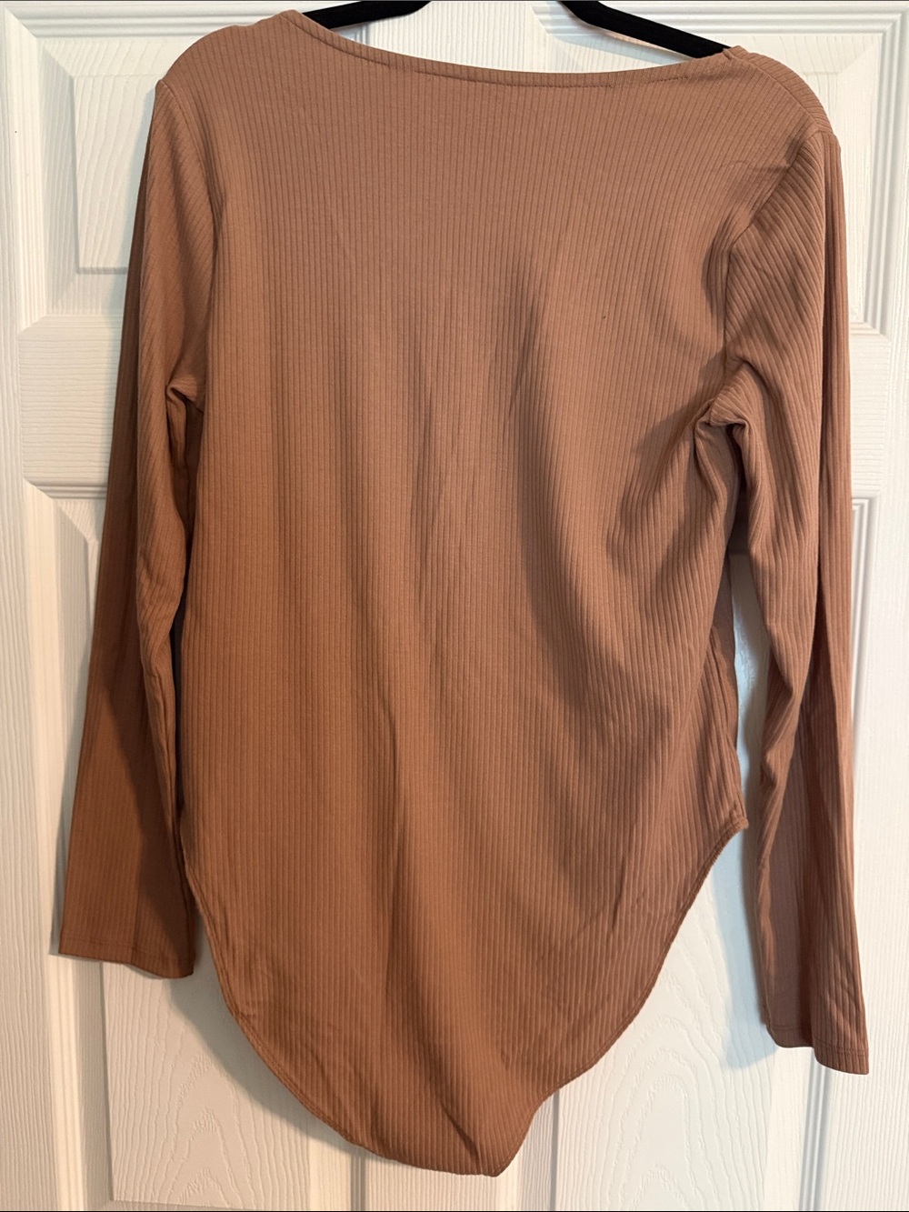 Old Navy Ribbed Square-Neck Long Sleeve Bodysuit - Camel/Tan - Picture 5 of 5